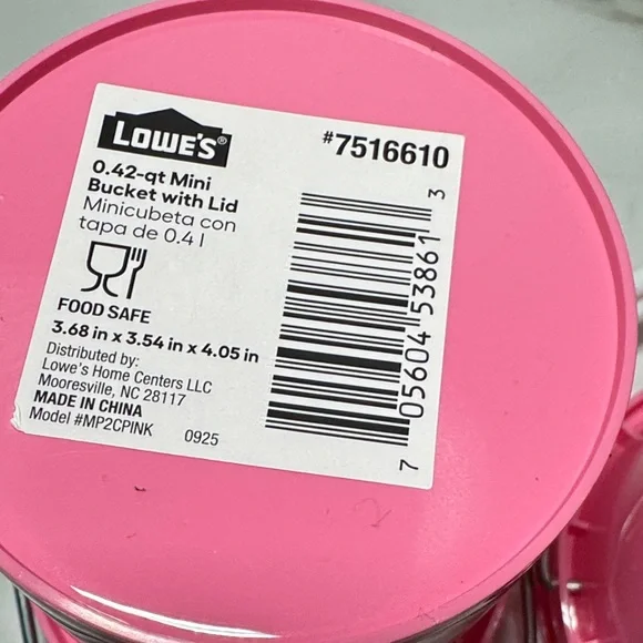 New. Lowe’s Mini Pink Buckets (2) - Picture 3 of 7